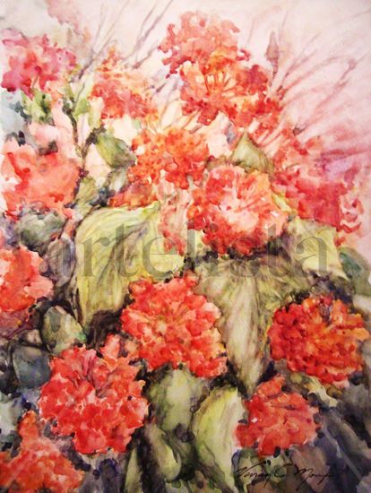 Geranios Watercolour Paper Floral Painting