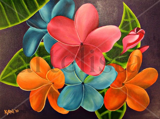 Flores, 2010 Oil Paper Floral Painting