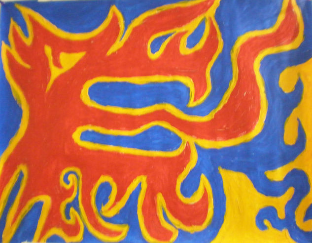 Dragon de Fuego Oil Card Figure Painting