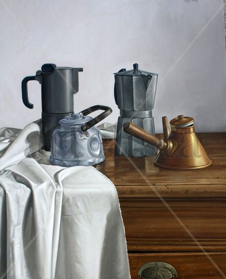 cafetera Oil Canvas Still Life Paintings