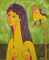 Mujer con Pájaro