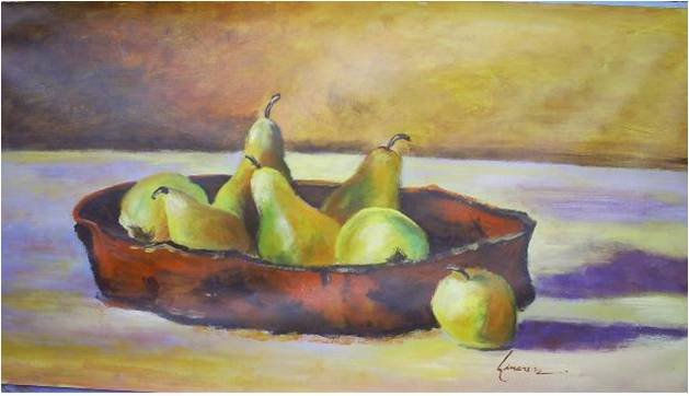 peras y manzanas Acrylic Canvas Still Life Paintings