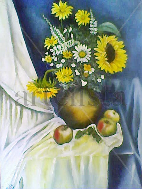 jarrón con girasoles