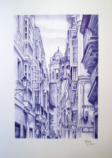 Dibujo a bolígrafo BIC. "La calle Compañía" Others