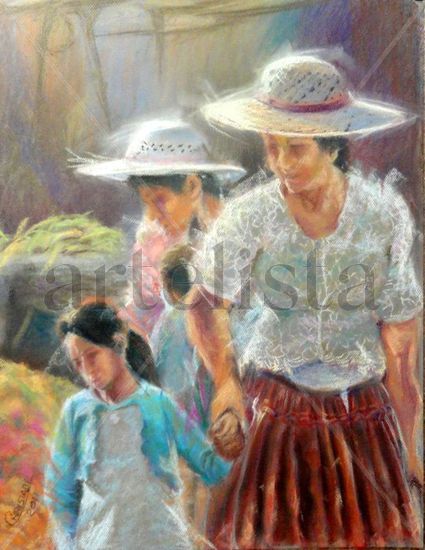 De Compras Pastel Card Figure Painting