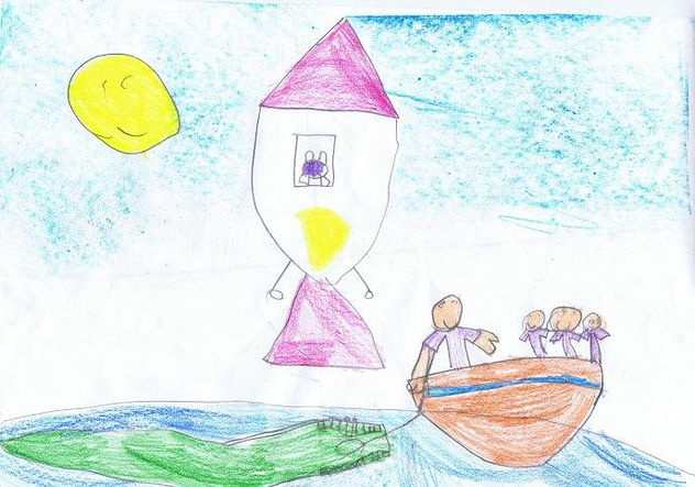 el cocodrilo camilo en el nilo y pete y su cohete. ilustracion cuento.