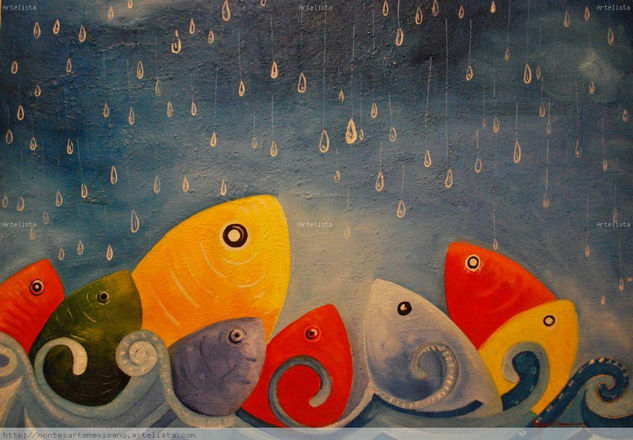 Lloviendo Mixed media Canvas Marine Painting