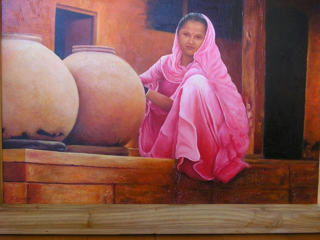 india con jarrones