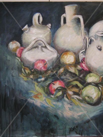 BODEGON AZUL- BARROS Nº 2 Oil Canvas Still Life Paintings