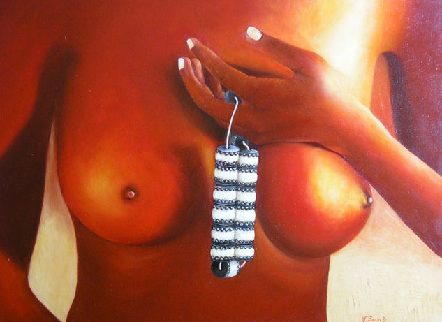 NEGRA CON COLLAR Oil Canvas Nude Paintings