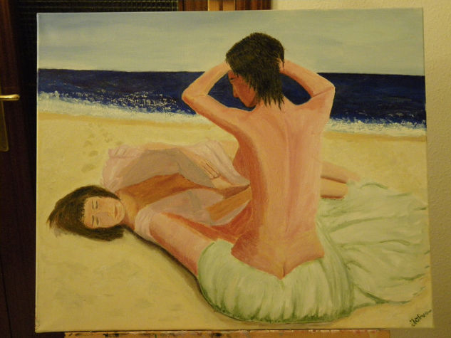 Las Chicas de la Playa Oil Canvas Landscaping