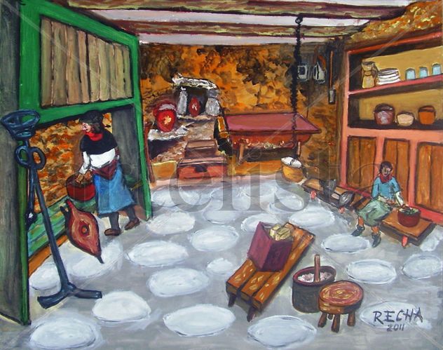 PREPARANDO LA COMIDA (97 x 73 cm)