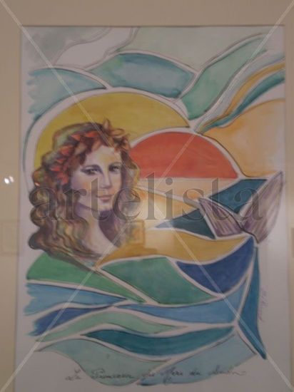 Sirena Watercolour Canvas Figure Painting