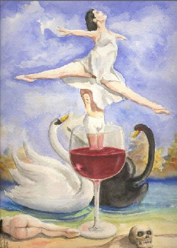 El espiritu del vino Watercolour Card Figure Painting