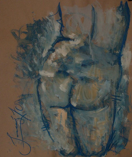 Estudio Figura Media Mixta Papel Desnudos