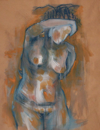 Estudio Figura Media Mixta Papel Desnudos