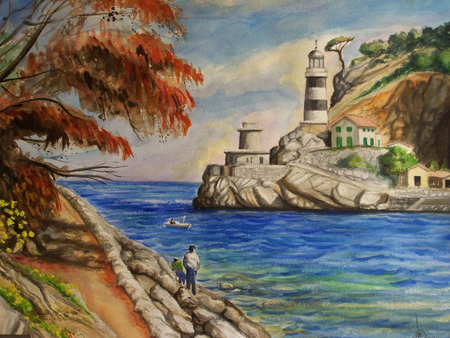 Puerto de Soller Watercolour Card Marine Painting