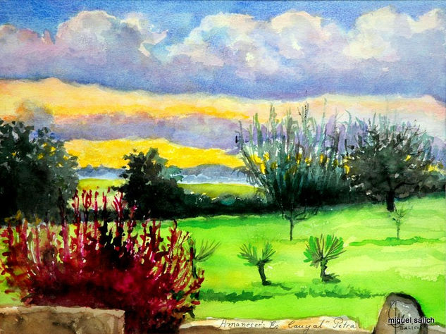 Amanecer en Ses  Canyal  Petra Watercolour Paper Landscaping