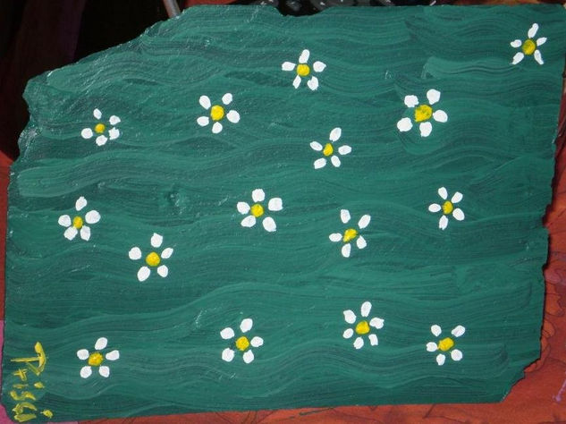 Margaritas sobre verde Acrylic Others Floral Painting