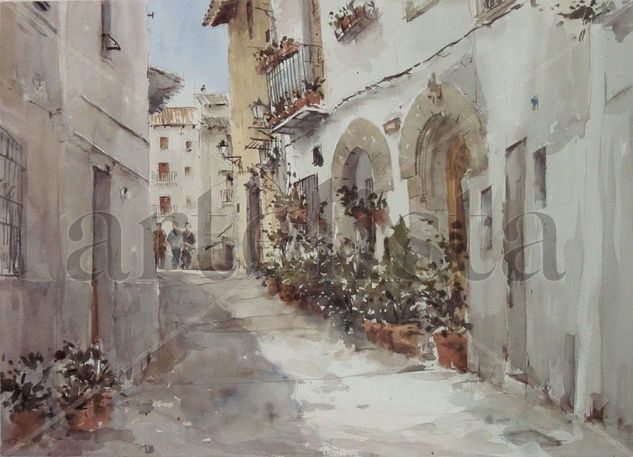 Requena, Callejón en La villa Watercolour Paper Landscaping