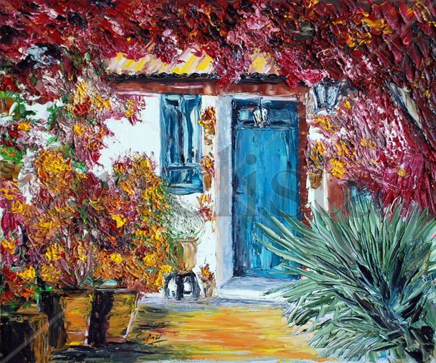 Patio Oil Canvas Floral Painting