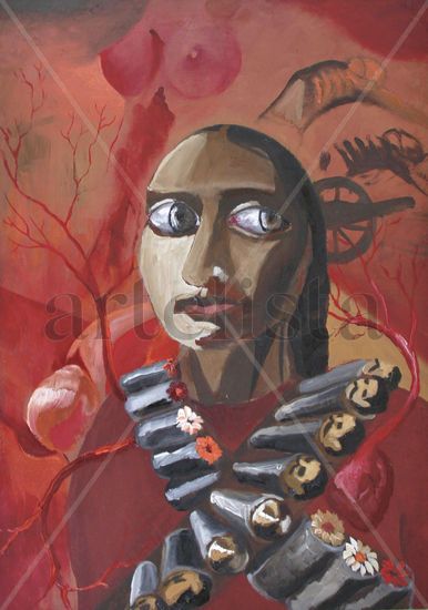 Mujer Revolucionaria Oil Panel Figure Painting