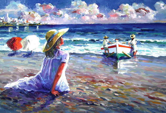 ESPERANDO LA PESCA Oil Canvas Landscaping