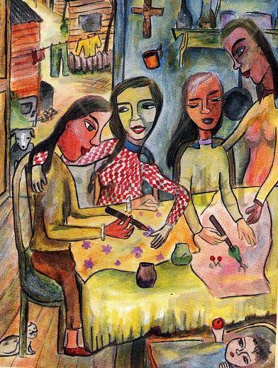 Mujeres aprendiendo estampado