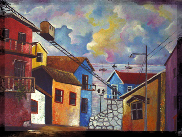 Bajada a Valaparaiso Oil Canvas