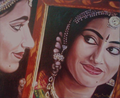 Bailarina de Kerala Oil Canvas Figure Painting