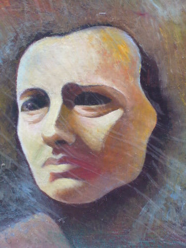 mascara oleo pastel Oil Card Portrait