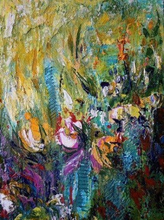 1040 Oil Panel Floral Painting