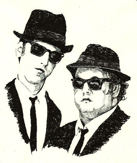 Blues Brothers Felt-tip pen Card Portrait