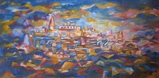 Ciudad Óleo Lienzo Paisaje