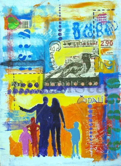 Entorno a mi ciudad II Mixed media Paper Figure Painting