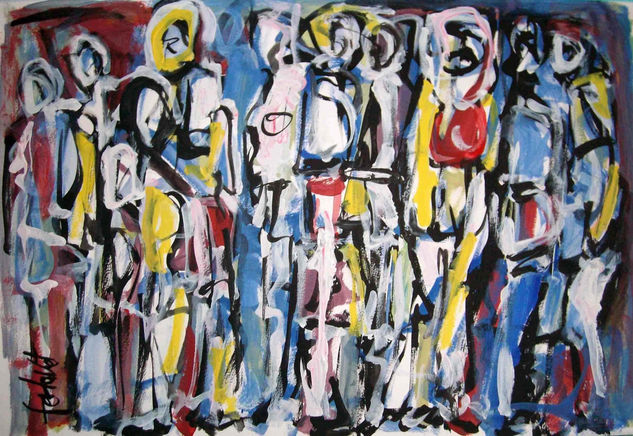 Costumbre en los velorios Acrylic Paper Figure Painting