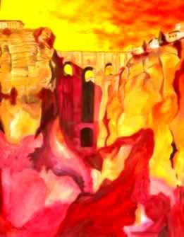 Fuego sobre el tajo Oil Canvas