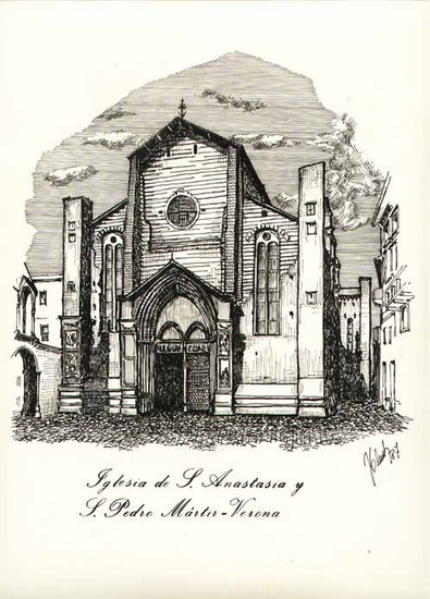 Iglesia de S. Anastasia y S. Pedro Mártir.Verona. Tinta