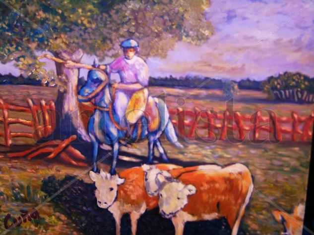 ARREANDO VACAS Oil Canvas Figure Painting