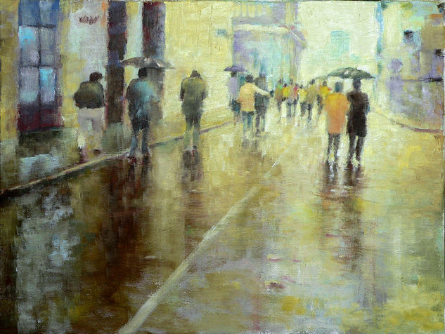 "Calle peatonal II" Oil Canvas Landscaping