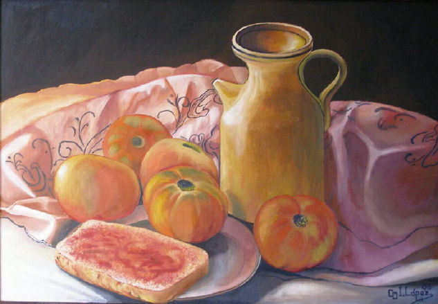 Un desayuno rural Oil Panel Still Life Paintings