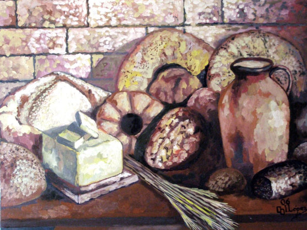 Los panes Oil Panel Still Life Paintings