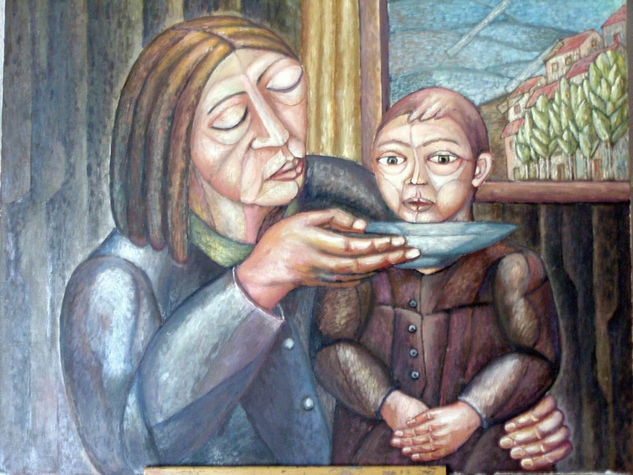 Maternidad Oil Canvas Figure Painting