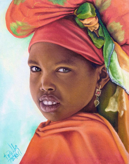 Niña de África 18 Oil Canvas Portrait