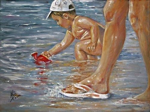 La regadera roja Oil Canvas Figure Painting