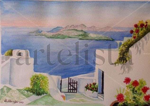 Santorini Watercolour Paper Marine Painting