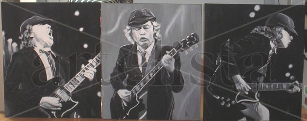 Retrato de Angus Young Oil Canvas Portrait