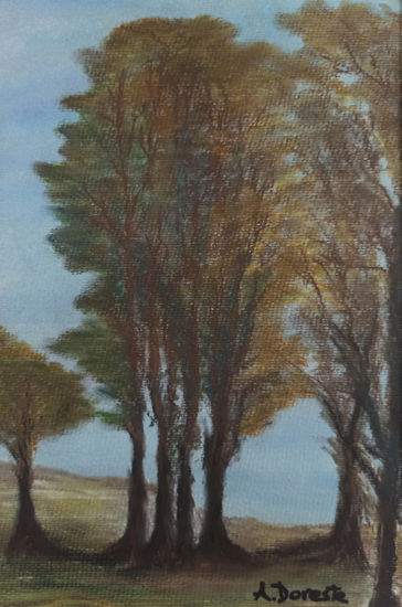 Susurros de otoño Pastel Papel Paisaje