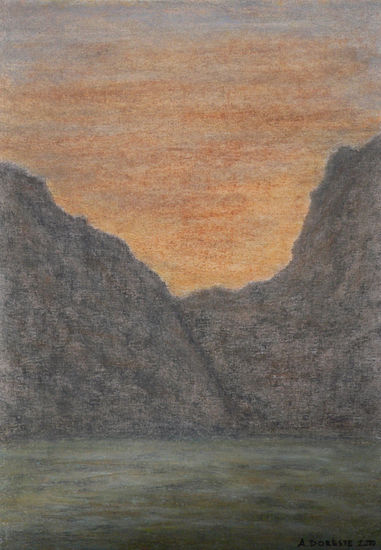 Silencio al atardecer entre montañas Pastel Paper Landscaping