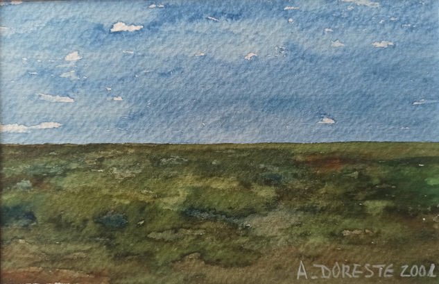 Llanura bajo cielo despejado Watercolour Paper Marine Painting